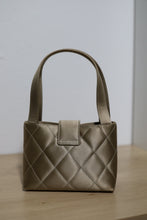 Load image into Gallery viewer, RARE HTF! Chanel Beige Satin Quilted Evening Bag SHW
