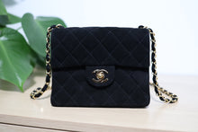 Load image into Gallery viewer, Vintage Chanel Black Suede Square Mini Classic Flap 24K GHW
