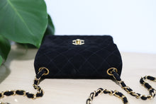 Load image into Gallery viewer, Vintage Chanel Black Suede Square Mini Classic Flap 24K GHW
