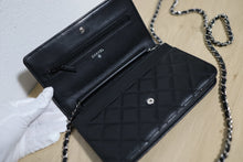 Load image into Gallery viewer, RARE HTF! Chanel Black Simply CC Matelassé Wallet On A Chin WOC SHW
