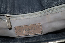 Load image into Gallery viewer, Chanel Dark Blue Denim CC Tote Bag Silver Hardware
