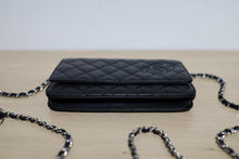 Load image into Gallery viewer, RARE HTF! Chanel Black Simply CC Matelassé Wallet On A Chin WOC SHW
