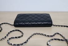 Load image into Gallery viewer, RARE HTF! Chanel Black Simply CC Matelassé Wallet On A Chin WOC SHW
