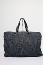 Load image into Gallery viewer, Chanel Dark Blue Denim CC Tote Bag Silver Hardware
