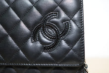 Load image into Gallery viewer, RARE HTF! Chanel Black Simply CC Matelassé Wallet On A Chin WOC SHW
