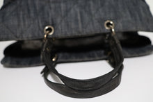 Load image into Gallery viewer, Chanel Dark Blue Denim CC Tote Bag Silver Hardware
