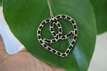 Load image into Gallery viewer, Chanel Black Woven CC Ribbon Heart Pendent SHW
