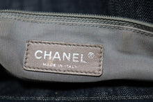 Load image into Gallery viewer, Chanel Dark Blue Denim CC Tote Bag Silver Hardware
