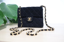 Load image into Gallery viewer, Vintage Chanel Black Suede Square Mini Classic Flap 24K GHW
