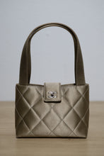 Load image into Gallery viewer, RARE HTF! Chanel Beige Satin Quilted Evening Bag SHW
