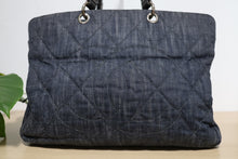 Load image into Gallery viewer, Chanel Dark Blue Denim CC Tote Bag Silver Hardware
