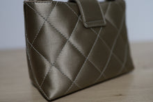 Load image into Gallery viewer, RARE HTF! Chanel Beige Satin Quilted Evening Bag SHW
