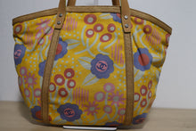 Load image into Gallery viewer, Chanel Yellow Flower CC Canvas Camellia Summer Tote Shoulder Bag
