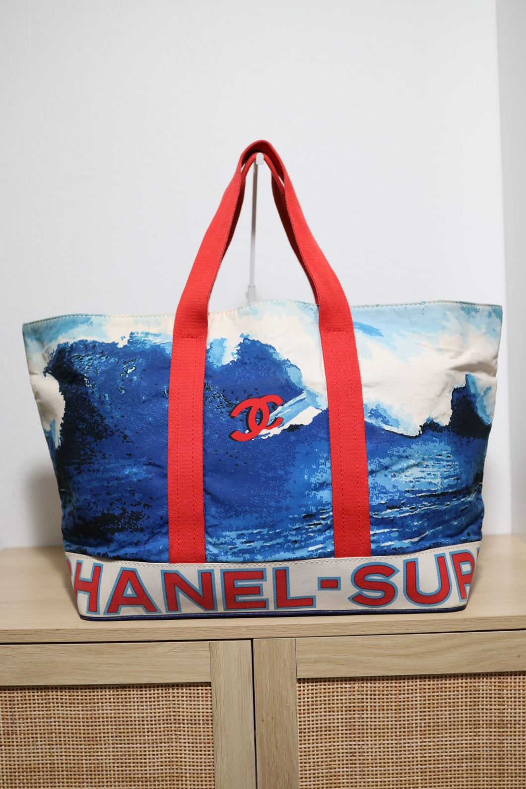 Chanel 2002 Canvas Chanel Wave Surf Collection XXL Shoulder Tote Bag