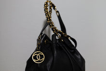 Load image into Gallery viewer, Chanel Vintage Black Lambskin Large Drawstring Bucket w/ Pouch Wallet Bag GHW
