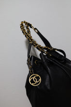 Load image into Gallery viewer, Chanel Vintage Black Lambskin Large Drawstring Bucket w/ Pouch Wallet Bag GHW
