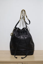 Load image into Gallery viewer, Chanel Vintage Black Lambskin Large Drawstring Bucket w/ Pouch Wallet Bag GHW
