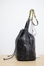 Load image into Gallery viewer, Chanel Vintage Black Lambskin Large Drawstring Bucket w/ Pouch Wallet Bag GHW
