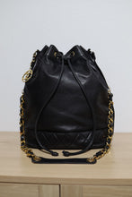 Load image into Gallery viewer, Chanel Vintage Black Lambskin Large Drawstring Bucket w/ Pouch Wallet Bag GHW
