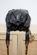 Load image into Gallery viewer, Chanel Vintage Black Lambskin Large Drawstring Bucket w/ Pouch Wallet Bag GHW
