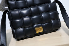 Load image into Gallery viewer, Bottega Veneta Black Small Padded Cassette Shoulder Crossbody Bag Gold Hardware
