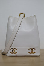 Load image into Gallery viewer, Chanel Vintage Caviar White Bucket Shoulder Bag 24K Gold Hardware
