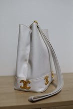 Load image into Gallery viewer, Chanel Vintage Caviar White Bucket Shoulder Bag 24K Gold Hardware
