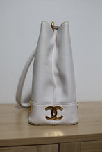 Load image into Gallery viewer, Chanel Vintage Caviar White Bucket Shoulder Bag 24K Gold Hardware
