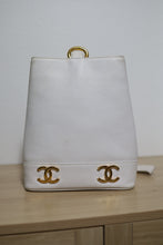 Load image into Gallery viewer, Chanel Vintage Caviar White Bucket Shoulder Bag 24K Gold Hardware
