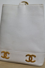 Load image into Gallery viewer, Chanel Vintage Caviar White Bucket Shoulder Bag 24K Gold Hardware
