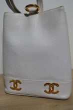 Load image into Gallery viewer, Chanel Vintage Caviar White Bucket Shoulder Bag 24K Gold Hardware
