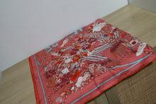 Load image into Gallery viewer, Brand New Hermes Silk Le Sacre Des Saison Scarf 90 Vieux Rose Gris Bleute Orange
