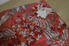 Load image into Gallery viewer, Brand New Hermes Silk Le Sacre Des Saison Scarf 90 Vieux Rose Gris Bleute Orange
