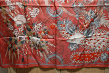 Load image into Gallery viewer, Brand New Hermes Silk Le Sacre Des Saison Scarf 90 Vieux Rose Gris Bleute Orange
