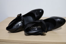 Load image into Gallery viewer, Chanel Black Leather Mary Jane Pumps Size 37.5
