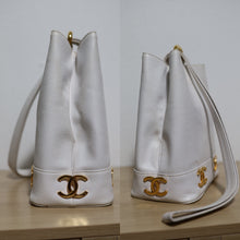 Load image into Gallery viewer, Chanel Vintage Caviar White Bucket Shoulder Bag 24K Gold Hardware
