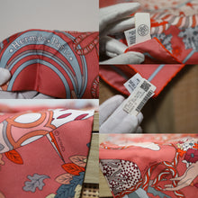 Load image into Gallery viewer, Brand New Hermes Silk Le Sacre Des Saison Scarf 90 Vieux Rose Gris Bleute Orange
