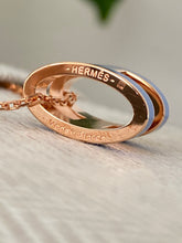 Load image into Gallery viewer, Authentic Hermes Pop H Blue Rose Gold Necklace
