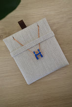 Load image into Gallery viewer, Authentic Hermes Pop H Blue Rose Gold Necklace
