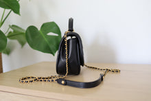 Load image into Gallery viewer, Authentic Chanel Black Chevron Mini Top Handle Crossbody Bag Gold Hardware
