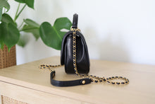 Load image into Gallery viewer, Authentic Chanel Black Chevron Mini Top Handle Crossbody Bag Gold Hardware
