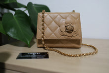 Load image into Gallery viewer, Chanel Beige Quilted Lambskin Leather Mini Camellia Flower Shoulder Bag
