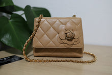 Load image into Gallery viewer, Chanel Beige Quilted Lambskin Leather Mini Camellia Flower Shoulder Bag
