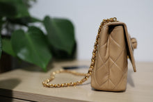 Load image into Gallery viewer, Chanel Beige Quilted Lambskin Leather Mini Camellia Flower Shoulder Bag
