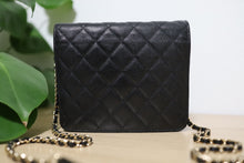 Load image into Gallery viewer, Authentic Chanel Black Caviar Quilted Square Wallet On Chain WOC Crossbody Bag
