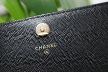 Load image into Gallery viewer, Authentic Chanel Black Caviar Quilted Square Wallet On Chain WOC Crossbody Bag
