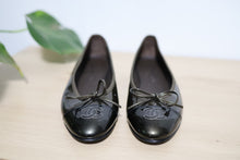 Load image into Gallery viewer, Chanel Ballerina Flat Sandals Patent Leather Green Bronze Brown Back Toe Sz 37
