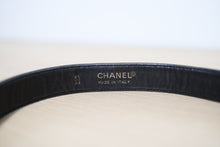 Load image into Gallery viewer, Vintage Chanel Black Leather or Belt Bag Spare Part GHW Size 85 / 34
