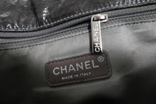 Load image into Gallery viewer, Chanel Black Grey Distressed Crinkled Vinyl Quilted Jumbo Melrose Degrade Flap Bag SHW
