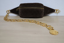 Load image into Gallery viewer, Vintage Chanel Brown Suede Medallion Fanny Belt Bum Bag Gold Hardware
